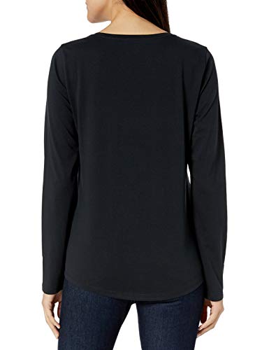 Amazon Essentials Women's Classic-Fit 100% Cotton Long-Sleeve Crewneck T-Shirt, Black, Medium