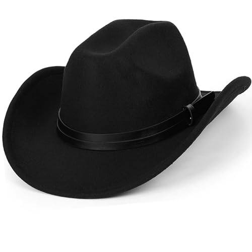Chapeau de cowboy classique à bord enroulable pour femme et homme style occidental