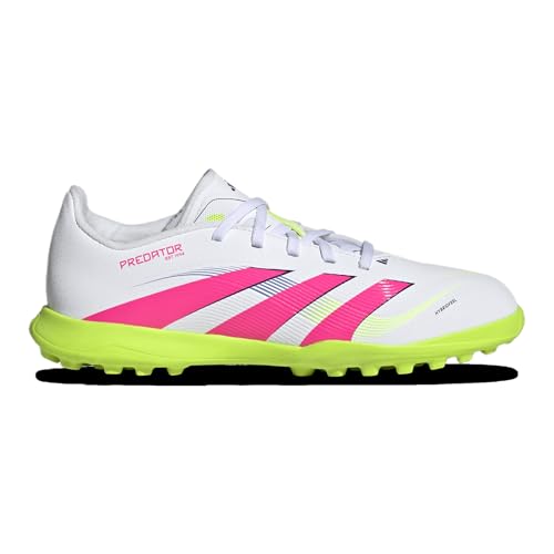 adidas League Predator Turf Soccer Cleats (Little Big Kid) Sneaker, White/Lucid Pink/Lucid Lemon, 4.5 US Unisex