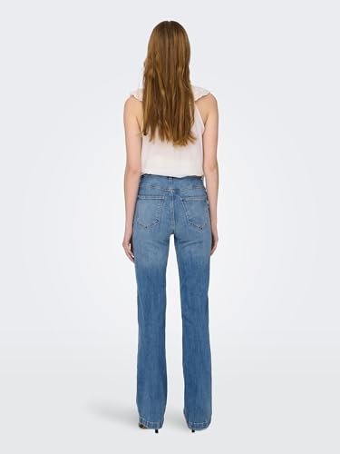 Image of ONLY Womens Relaxed Fit 5 Pocket Heavy Wash Jeans