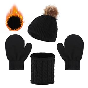 Conjunto de guantes de bufanda de sombrero de invierno de 3 piezas, conjunto de bufanda de sombrero y guantes de bufandas de gorra de sombrero cálido de invierno para niños para niñas