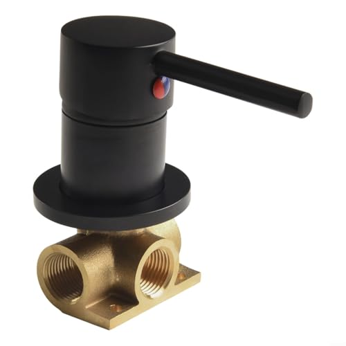 Besshepplo Grifo mezclador de ducha oculto de latón montado en la pared, válvula desviadora de ducha, válvula de control de temperatura constante para tus necesidades de baño (negro)