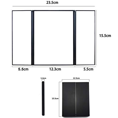 Tomicy Make-upspiegel, 3 zijden, inklapbare make-upspiegel, make-upspiegel, scheren gezichtsverzorging in de woonkamer, cosmeticastudio, sieradenwinkelhuis, zwart - Image 3