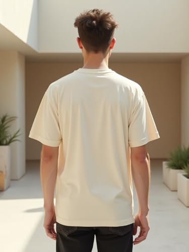 Image of Nobero 100% Cotton Oversized T Shirts for Men Stylish | Oversized Fit | Solid T Shirts for Men 180 GSM Combed Cotton | Round Neck Half Sleeve
