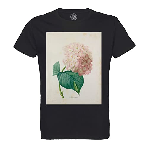 T-shirt homme col rond coton bio hortensia le cadeau idéal avec illustration botanique