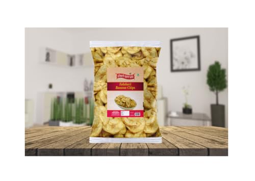 Image of OKHLI MUSAL BRAND Fast Falahari Farali Falhari Banana Chips Tasty Yummy Snack Healthy Snack Made In Ground Nut Oil-Mysore Vazha Pazham Banana Kella Kela Chips wafers Namkeen Snack-900g*4Pack