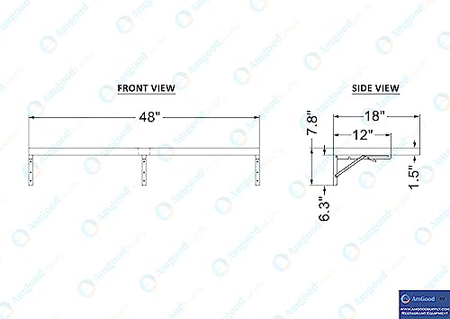 Image of AmGood Stainless Steel Folding Wall Shelf 18 in. x 48 in. | NSF | Concession Stand, Food Truck, Kitchen, Restaurant, Garage, Laundry, Utility Room