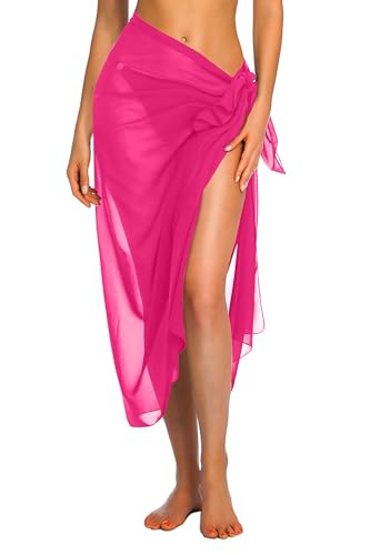 Image of Ekouaer Women Sarong Swimsuit Coverups Chiffon Long Bikini Wraps Sheer Beach Bathing Suit Cover Up
