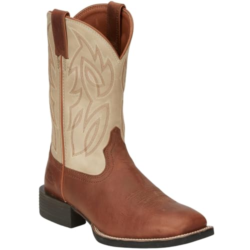 Image of Justin Canter 11 inch Western Boots for Men, Full Grain Leather, Woven Lining, Square Toe, Slip-Resistant Rubber Outsole