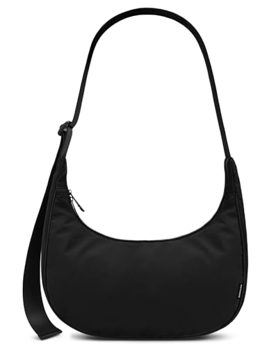 Image of Iioscre Medium Nylon Crossbody Crescent Bag for Women Men, 2 Zippers Crossbody Hobo Bag with Adjustable Strap & Inner Pockets