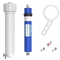 MewMore 50 GPD RO Membrane Filter with Housing, Replacement Reverse Osmosis Membrane Fit Home Under Sink RO Drinking Water Filter Purifier Filtration System with Wrench, 1/4" Fitting, Check Valve