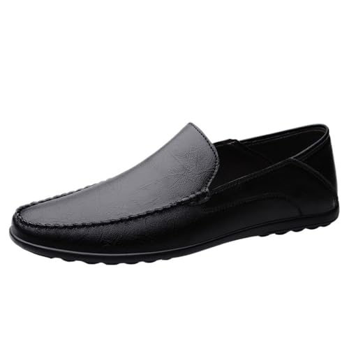 Fashion Men Loafers Pu Leather Wedding Round Toe Wedding Slip Resistant Block Heel Anti-Slip Rubber Sole Shoe Slip-on