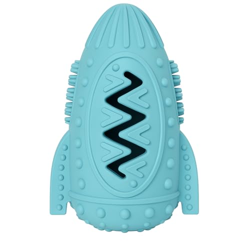 Feed N' Fetch Interactive Treat Rocket - Multipurpose Dog Feeder, Teeth Cleaner & Treat Dispenser - Food Puzzle Toy for All Dog Breeds & Sizes