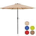 SUNVIVI OUTDOOR 9 Ft Patio Umbrella Outdoor Market Table Umbrella Luxury Aluminum Pole Umbrella with Push Button Tilt and Crank, 6 Ribs, Polyester Canopy