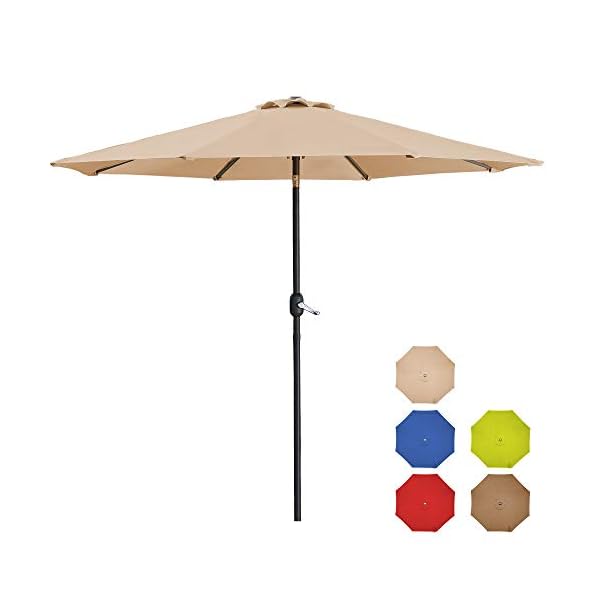 Sunvivi outdoor 75 ft patio umbrella outdoor market table umbrella luxury aluminum pole umbrella with push button tilt and crank 6 ribs polyester canopy  urban country home decor
