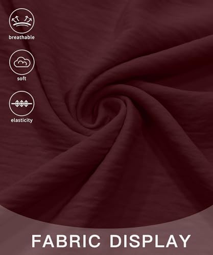 NILOUFO Women Summer Casual High Waist Wide Leg Pants Fashion Lightweight Flowy Boho Beach with Pockets(Wine Red, X-Large) — view 5