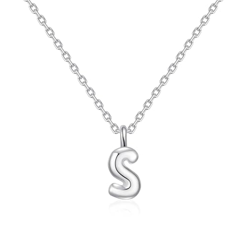Collar de plata de ley con letra S regalo de comunión y cumpleaños infantil