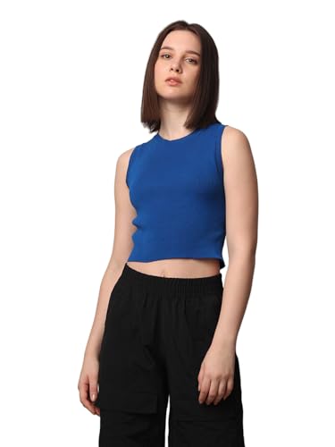 Image of ONLY Women's Rayon Blend Slim Fit Casual Crop Tank Top
