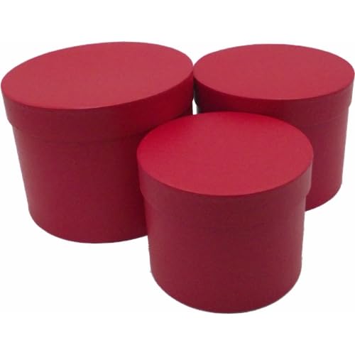 INERRA Flower Hat Boxes Florist Box Vase - Set of 3 (Red), Small, Medium, Large