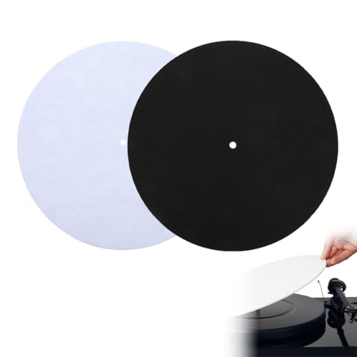 SGERUFZ 2 Piezas Alfombrilla de Fieltro para Tocadiscos, Antiestática, Antivibración, para Tocadiscos de Vinilo y LP, Mejora el Sonido del Reproductor (18.5 cm, 3 mm)