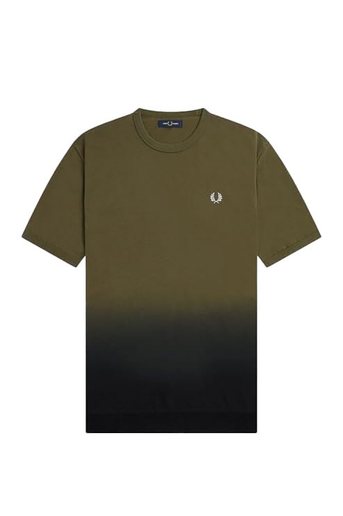 Fred PerryMens Ombre Light to Dark Toned T Shirt M5678 100% Cotton Uniform Green Khaki Size Medium