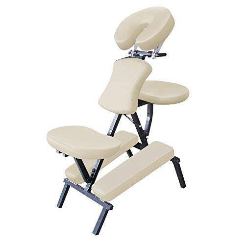 Mari Lifestyle Silla de Masaje Portátil Ligera en Acero | Uso en Terapia de Masaje, Spa y Quiropráctica | Salón de Belleza, Estética, Tatuaje, Hogar y Oficina | Con Estuche de Transporte - Crema