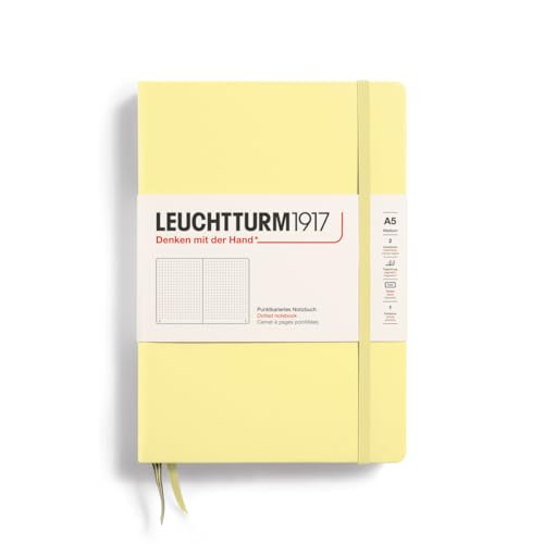 Image of LEUCHTTURM1917 - Notebook Hardcover Medium A5-251 Numbered Pages for Writing and Journaling (Vanilla, Dotted)