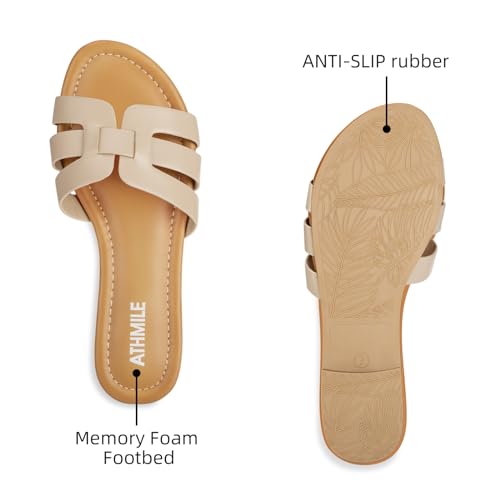 Image of ATHMILE Sandals for Women 2026 Vacation Womens Sandals Dressy Summer Flats Sandals Women Slides for Party Wedding Beach