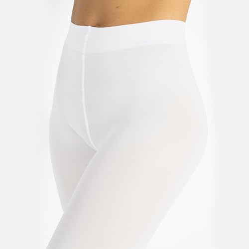 CALZITALY Damen Eislaufstrumpfhose, Eislaufstrumpfhose, Eiskunstlaufstrümpfe, Blickdichte Damenstrumpfhose, 80 DEN, Roller, Ice, Made in Italy (Weiß, S)