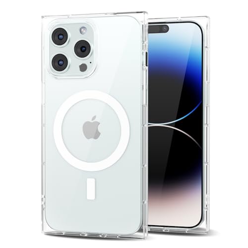 Coque iPhone 14 Pro MagSafe transparente haut de gamme, protection caméra carrée