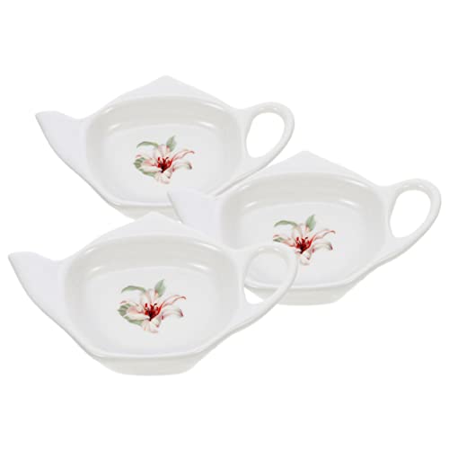 Alipis Posavasos De Bolsitas De Té De Cerámica Forma Tetera 3 Piezas Soporte Resistente Al Desgaste Compactos Para Uso Doméstico Organizador Para Bolsitas De Té