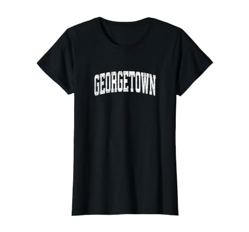 Georgetown Massachusetts MA Vintage Athletic Sports Design T-Shirt, Women, Black, Small