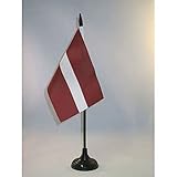 AZ FLAG Latvia Table Flag 4'' x 6'' - Latvian Desk Flag 15 x 10 cm - Black Plastic Stick and Base