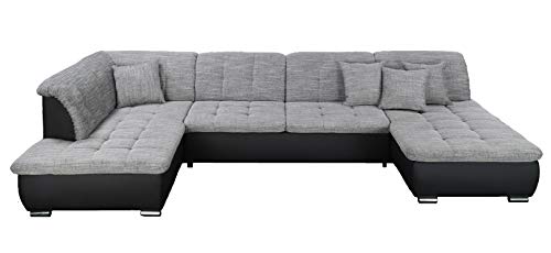 Preisvergleich Produktbild ARBD Wohnlandschaft Farus (schwarz / grau - Ottomane Links)