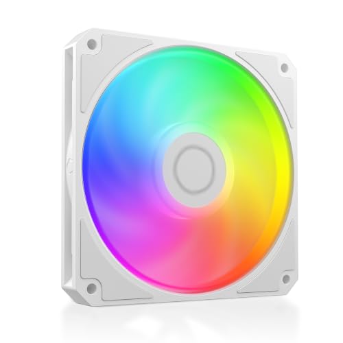 ID-COOLING AM-120-SLIM ARGB WHITE 120mm Slim PWM Case Fan, 15mm Low Profile Cooling Fan, 0-2500RPM, 59.6CFM High Airflow, 2.7mmH₂O Static Pressure, 4-Pin PWM for Mini-ITX, SFF PC Case & Radiator