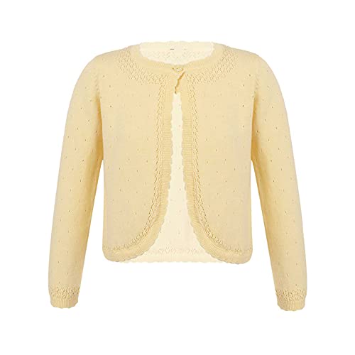 JanJean Kids Girls Knit Bolero Shrug Long Sleeve Lace Flower Open Front Cardigan Sweater Casual Outwear for 2-8 Years