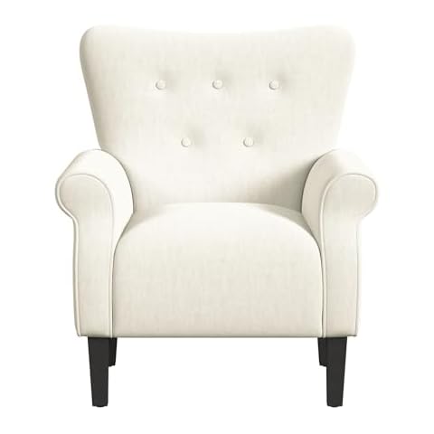 Spatial Order Home Decor | Upholstered Rolled Arm Wingback Accent Chair | Accent Chairs for Living Room & Bedroom | Decorative Home Furniture - Cream Cover