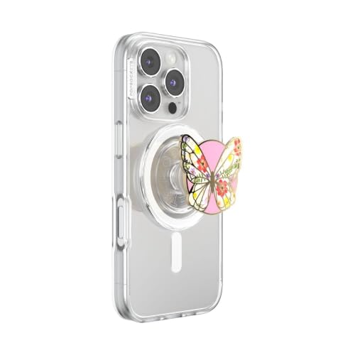Image of PopSockets Phone Grip for MagSafe, Magnetic Holder, Phone Stand, Enamel - Enamel Mariposa Bloom
