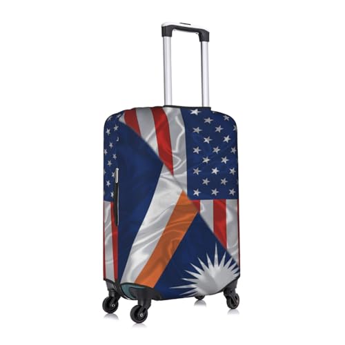 America And Marshall Islands Rosal Islanders Triangle Flag Travel Luggage Cover Washable Suitcase Case Suitcase Protector Fit Luggage Cover Large3