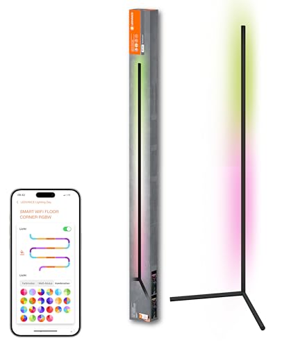 LEDVANCE WIFI LED Stehleuchte RGBW, weiß 2700-6500k, 10W, 600lm, 1400mm, App oder Sprachassistent wie Alexa, Google und co. SMART WIFI FLOOR Corner Für Innenanwendung