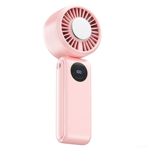 Mini ventilador turbo con pantalla digital, ideal para monitorear eficientemente la velocidad y la duración de la batería (rosa)