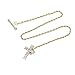 VVCome Men's Cross Lapel Chain for Suit Wedding Party Gift Lapel Pin with Long Chain Suit Shirts Accessories (Gold CZ Cross)