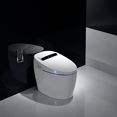 Smart Toilet, Elongated One Piece Advanced Bidet With Heated Seat, Multi Function Remote Control Heated Air Dryer Soft Closing Seat, Auto Flush Auto Clamshell Turning #TOP1