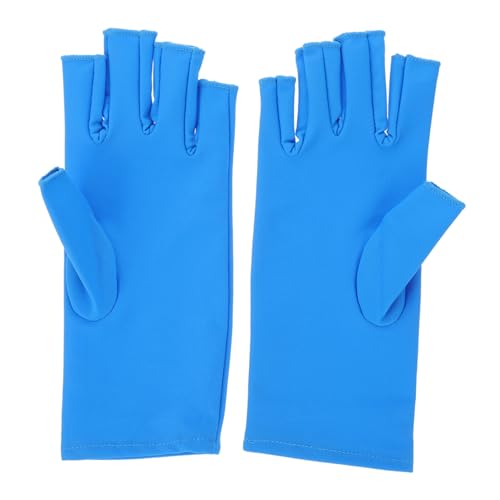 MAGICLULU Guantes de Manicura sin Dedos Protección UV para Uñas Resistentes Lámparas UV Transpirables y Cómodos un Azul para Cuidado de Manos y Arte de Uñas