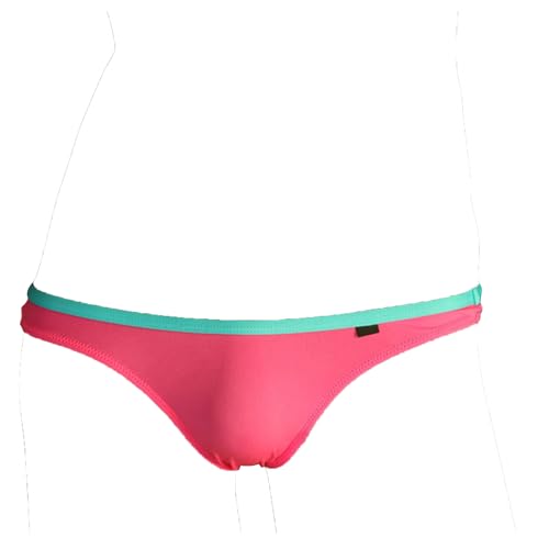 Faringoto Tanga sexy U-convexa para hombre, seda de hielo fina, elástica, correa transparente, transpirable, Rosado, Medium