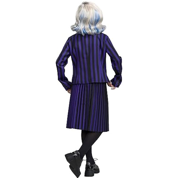 Chaks Wednesday-kostuum Enid voor kinderen, schooluniform, zwart, paars, Addams Family