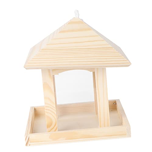 BAZEITFLOW 吊り下げ式木製鳥用餌箱 ガーデン装飾 鳥給餌器 耐久性素材でやバルコニーに