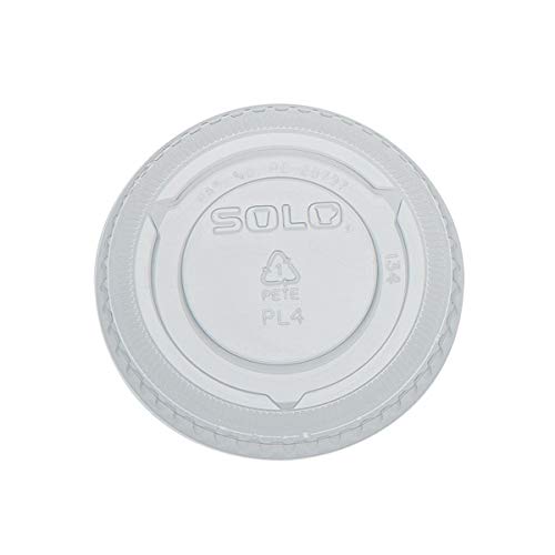 Solo PL4N Clear Souffle PET Portion Cup Lids, 3.1-Inch Diameter, 2500/CT
