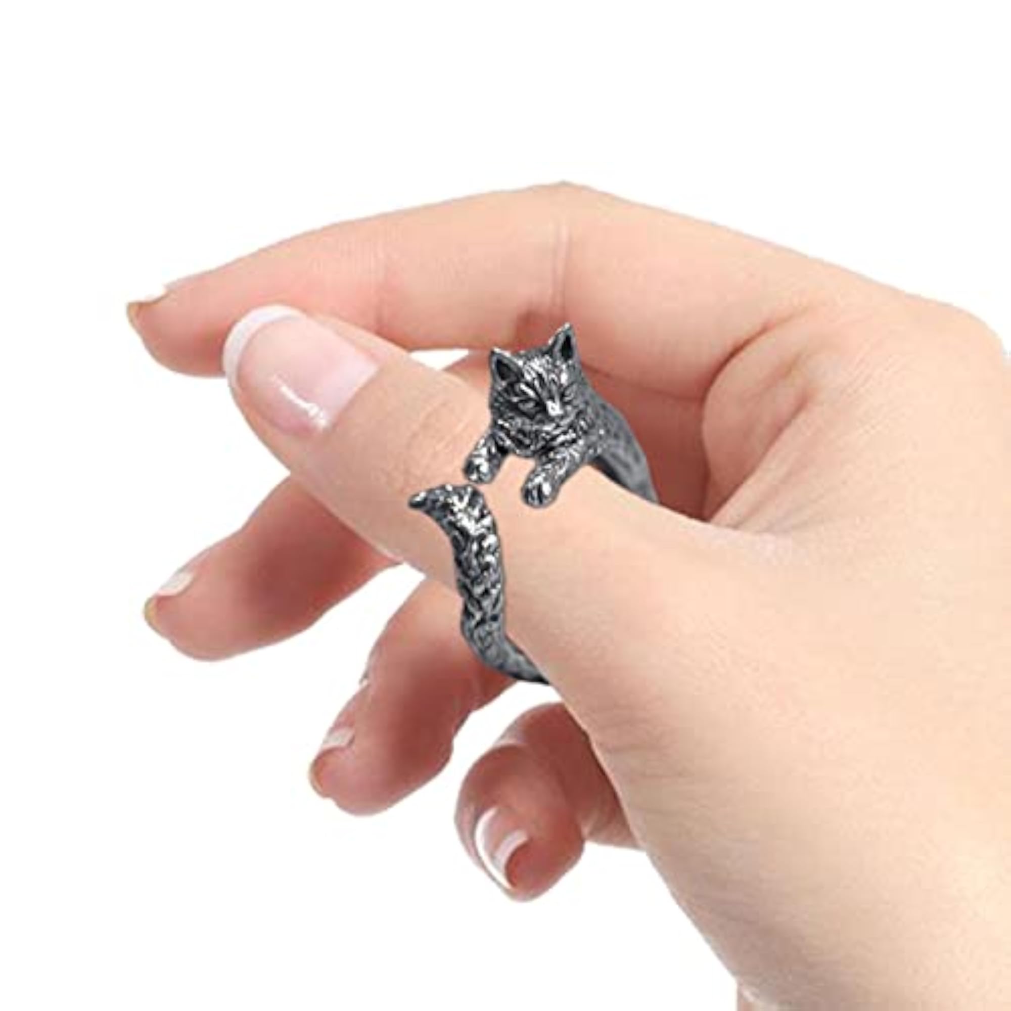 Unisex Cat Shape Opening Ring, Gothic Design
