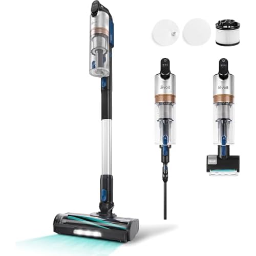 LEVOIT Aspirateur Balai sans Fil, Anti-emmêlement, Filtration HEPA à 99,99% 240 W Puissante, jusqu'à 60 Min, Affichage LED, avec Mini Brosse Turbo